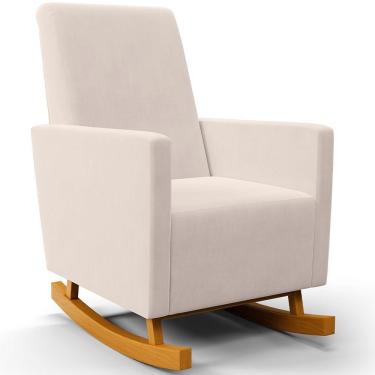 Imagem de Poltrona de Amamentação com Balanço Ravena W01 Suede Bege - Lyam Decor