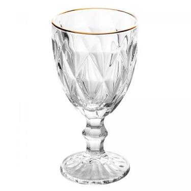 Imagem de Taça de Água com Fio de Ouro Diamond 330ml Vidro Lyor