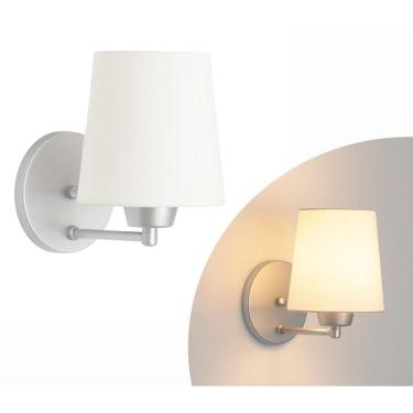 Imagem de Arandela Prata Fosco Cúpula Cone Tecido Cru Quarto/Cabeceira