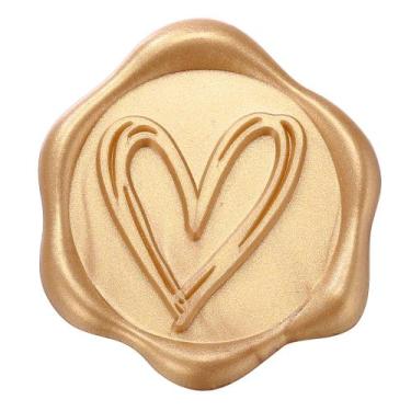 Imagem de Adesivos Yoption Heart Wax Seal, pacote com 50, ouro claro, 3 cm