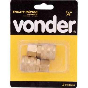Imagem de Engate Rápido 1/4 x 1/4" Fêmea Encaixe de Roletes 02 Peças - Vonder
