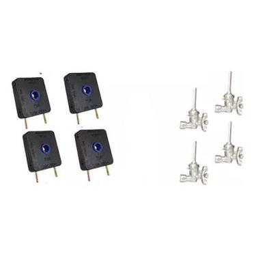 Imagem de Kit 4 Interruptor+4 Registro Ramal Encaixe Fischer Cooktop - CHAMA FOR