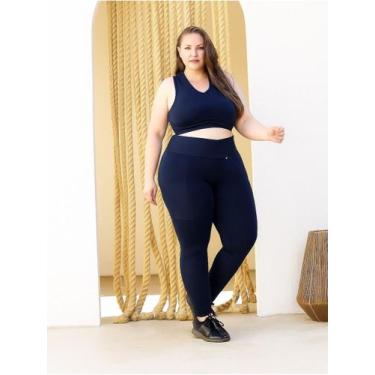 Imagem de Conjunto Plus Size Academia Top E Calça Sem Transparência - WM, G1, Az