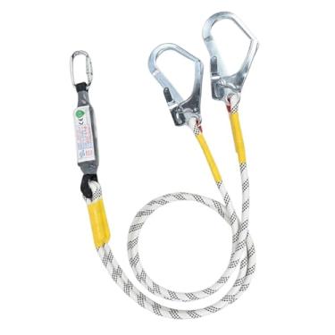 Imagem de harayaa Cordão de segurança, cinto de segurança de trabalho de cinco pontos com mosquetão, equipamento de proteção para trabalho em altitudes elevadas, cerca, Gancho Duplo de 3m