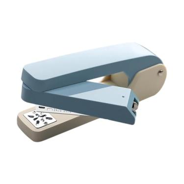 Imagem de YWMJZEU Decoração de Mesa Giratória com Capacidade para 50 Folhas, Ferramenta de Grampeamento Ergonômica Leve E Portátil para Escritório, Mesa para Universida, Azul Claro, Tamanho real