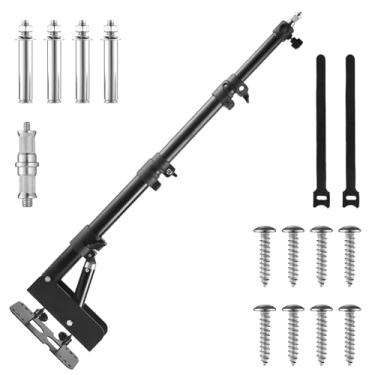 Imagem de Suporte de parede com anel de luz com braço ajustável de 116 cm – Suporte de luz profissional de fotografia de estúdio com rotação de 360° – Capacidade de carga de 5,4 kg para salões de beleza