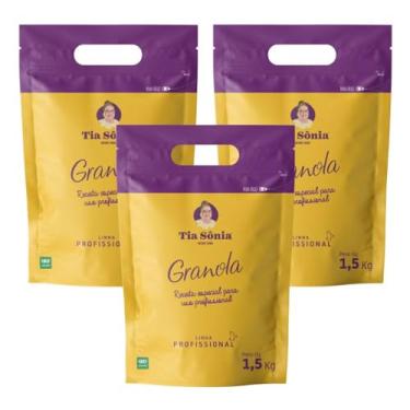 Imagem de Tia Sônia, Kit 3 Granola Tradicional Sem Uva passa com Castanha 1,5Kg cada Tia Sônia