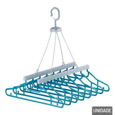 Imagem de Varal de Plástico com 8 Cabides Azul - Tudo em Caixa