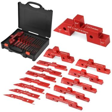 Imagem de Blocos de configuração para marcenaria, 14 peças, barras de configuração de alumínio com caixa de montagem, conjunto de medidores de altura, blocos de configuração de mesa, ferramentas de marcenaria