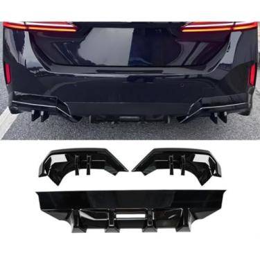 Imagem de Spoiler de para-choque traseiro de carro difusor labial modificação peça compatível com 5 Series i5 2024-2025 capa protetora de para-choque acessórios para carro (preto brilhante)