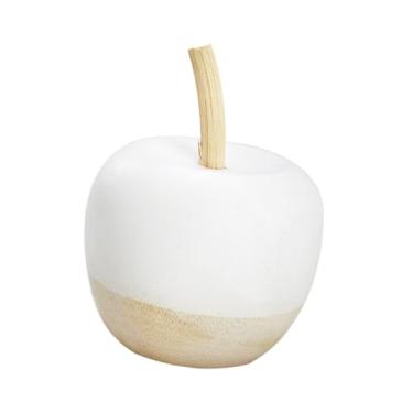 Imagem de Bothyi Escultura de estatueta de frutas de madeira, decoração, leve, coleção engraçada, arte, estátua de frutas, ornamento para mesa, festival, Maçã 9cmx11.5cm