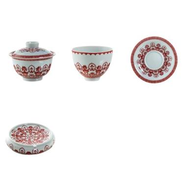 Imagem de Conjunto de chá feito à mão com elefante de tesouro vermelho esmaltado personalidade doméstica três talentos - conjunto de 6 peças