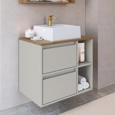 Imagem de Gabinete de Banheiro Suspenso 60cm com 2 Nichos 1 Porta Basculante e 1