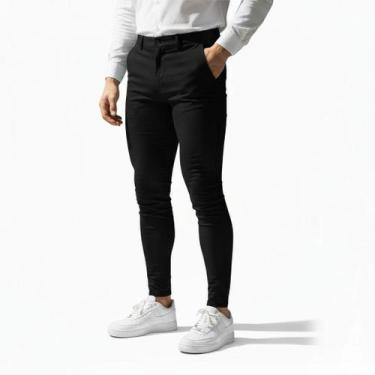 Imagem de Calça Social Masculina Bengaline Slim Botão com Elastano - Volgue, Pre