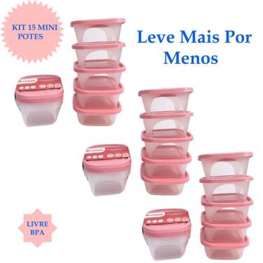 Imagem de Kit 15 Potes Plastico Pequenos 230ml BPA FREE