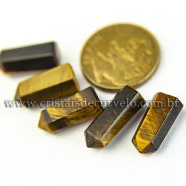 Imagem de 05 Micro Pontinha Pedra Olho de Tigre 15mm para Montar Joias - Cristai