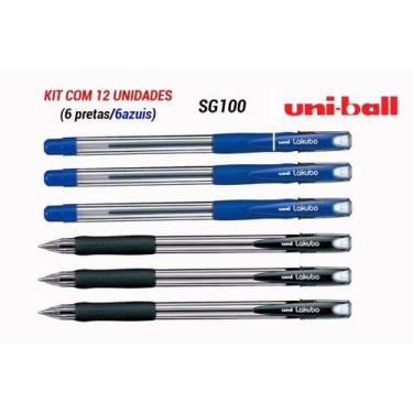 Imagem de Kit 12 Caneta Uni-ball Lakubo 1.0mm Sg-100 6 Azul E 6 Preto