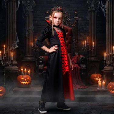 Imagem de Fantasia Draculinha Rainha Vampira de Halloween Infantil - Fantasias C