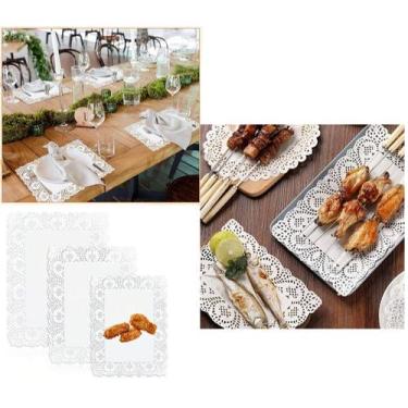 Imagem de Doilies Retangular Rendado Papel Bandeja 25x35Cm 12 Unidades Decoração