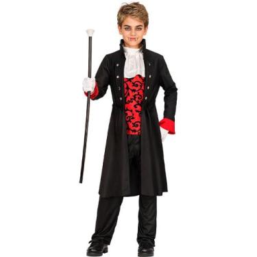 Imagem de Fantasia Halloween Infantil pra Menino Conde Dracula Vampiro Medieval 