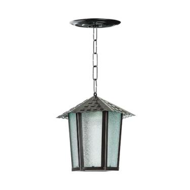 Imagem de Pendente Colonial Sextavado Vidro Pontilhado - Preto