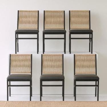 Imagem de Cadeira Corda Nautica Preta Bege  Sala, Varanda, Sacada, Cozinha - Cad