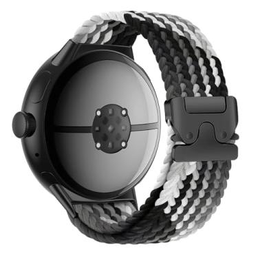 Imagem de Pulseira trançada para Pixel Watch 2 de 41 mm, para Google Pixel Watch/Pixel Watch 3 de 45 mm de 41 mm para homens/mulheres, pulseira esportiva Correa com fivela de paraquedas elástica de nylon