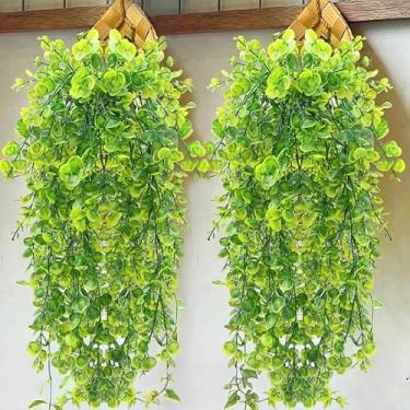 Imagem de 78 cm de eucalipto artificial verde ratã planta falsa hera DIY para ambientes internos e externos, parede, casamentos, pátios, varandas, decoração (2 peças)