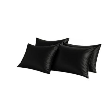 Imagem de Conjunto De Fronhas De Cetim 4 Fronhas Resistentes A Rugas E Ultrabrilhantes 50 X 70 Cm(4 Prata)