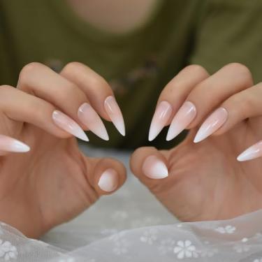 Imagem de Nude Pink French Press on Nails Unhas postiças longas acrílicas falsas unhas falsas kits de manicure