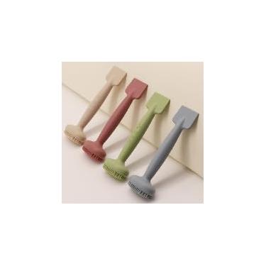 Imagem de 1 pincel de máscara de silicone de ponta dupla - aplicador facial e ferramenta de limpeza para máscaras de argila/lama, pincel não poroso para a pele, vermelho