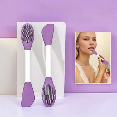 Imagem de 2 aplicadores de máscara facial de silicone dupla face e escova de limpeza facial - Ferramenta esfoliante suave para todos os tipos de pele, ideal para aplicação de máscara e limpeza profunda
