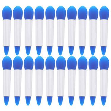 Imagem de Beaupretty 20 pincéis de silicone para lábios, dupla face, aplicador, pincéis, pincéis de maquiagem, escova de limpeza facial, pincel aplicador de lama facial para lábios mais macios e cheios, branco, azul