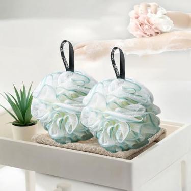 Imagem de Esponja de bucha de chuveiro de banho, 1 peça de esponja de chuveiro de limpeza de bolas de limpeza corporal, esponjas de banho para mulheres e homens, verde