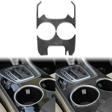 Imagem de Suporte de copo de água para console central de carro de fibra de carbono real painel decorativo adesivo de acabamento interior compatível com Ford Mondeo/Fusion 2013 2014 2015 2016 2017 2018 2019