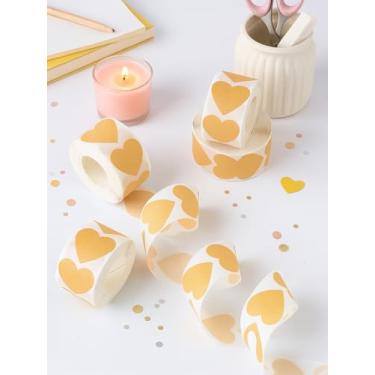 Imagem de 2000 peças de adesivos de etiquetas adesivas, papel marrom em forma de coração, adesivos em branco manuscritos, decalque estético à prova d'água para cartões, caixas de presente, sacos de brindes