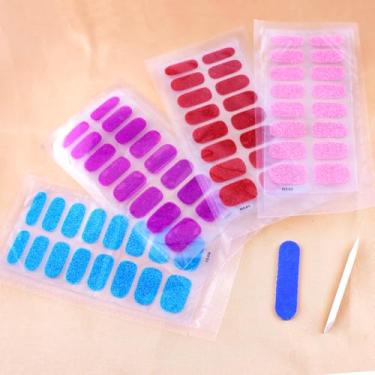 Imagem de Conjunto de 4 folhas de gel para unhas com adesivos, palitos de madeira e lixas de unhas