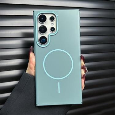 Imagem de HJZSZX Capa protetora para Samsung S23FE de luxo, fosca, rígida, à prova de choque, magnética, com carregador sem fio (para Sam S23FE/Blue BX FG)