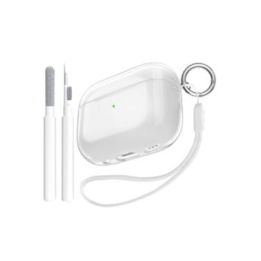 Imagem de Capa transparente para AirPods 4 com cancelamento de ruído ativo, capa protetora de TPU para Apple Airpod 4ª geração com chaveiro e kit de limpeza