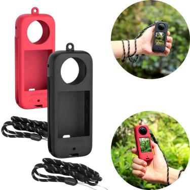 Imagem de Capa Silicone Vermelha + Alça de Segurança para Insta360 X3