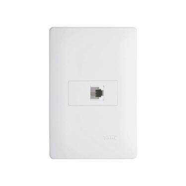 Imagem de Tomada Para Telefone Fame Habitat Rj11 4 Vias Com Placa 4x2 Branco