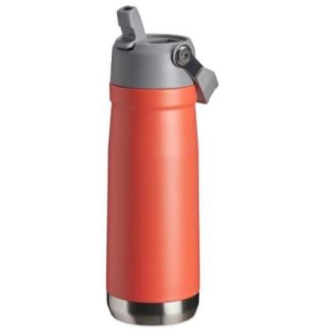 Imagem de Garrafa Térmica 650 ml Aço Inox - Canudo Flip e Alça Ergonômica - Parede Dupla, Isolamento a Vácuo e Antivazamento (VERMELHO)