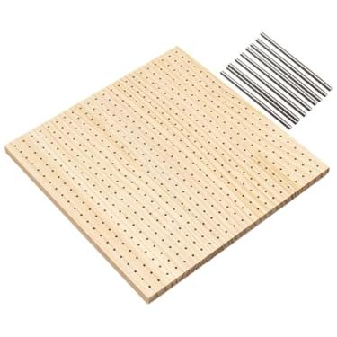 Imagem de Fancyes Placa de bloqueio de crochê de madeira com 9 pinos de aço, placa perfurada para bloquear quadrados de crochê para projetos de bordado DIY, Pinos de 30x30cm E