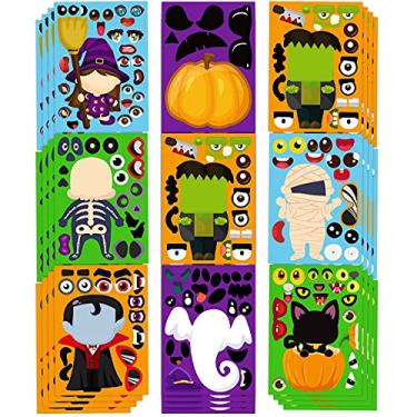 Imagem de Halloween Stickers for Kids Make Your Own Halloween Stickers 32PCS Halloween Party Games for Kids Pumpkin Mummie Witche Vampire Ghost Cat Skeleton Frankenstein Stickers Halloween Activities for Toddlers Classroom