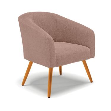Imagem de Poltrona Decorativa Pé Palito Castanho Stella Bouclê Rosê D03 - D'rossi