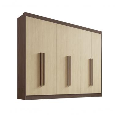 Imagem de Guarda Roupa Casal 6 Portas 7 Gavetas Com Pés Athos - D' Doro Castanho/linho