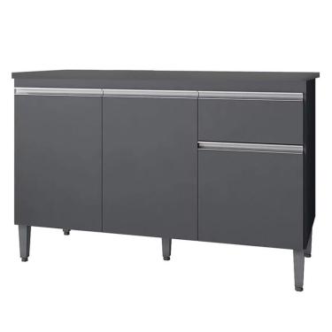 Imagem de Balcão Gabinete 3 Portas Cozinha 120cm Tatiane Sem Tampo Ajl Cinza