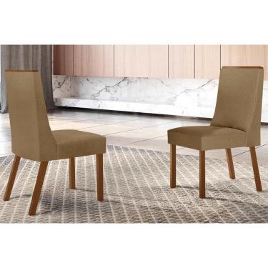 Imagem de Cadeira Sala De Jantar Dakota Kit 2 Un Mdf Imbuia Linho Turim Rufato