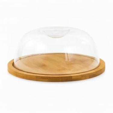 Imagem de Porta Queijo Queijeira Bambu Com Tampa Em Acrílico Mesa Posta