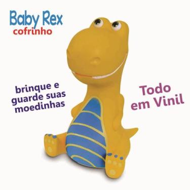 Imagem de Brinquedo de Dinossauro Cofre Tiranossauro Baby Rex Cofrinho Azul - Ad